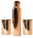 Pure Copper 900 ml Plain Ayurveda Based Water Bottle + 2 Plain Glass Set Of 4