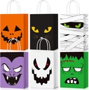 TaoBary 24 Pcs Halloween Treat Bags with Handles - Paper Gift Bags for Kids Halloween Party Favors & Supplies (Vivid Style)
