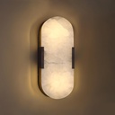 Doraimi Lighting 2 Light 12" Natural Oval Alabaster Marble Bathroom Wall Sconce Modern Concise Style Wall Light Fixture,Oil Rubbed Bronze Finish for Bedroom Hallway Bedside Living Room