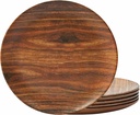 TP 8.5" Melamine Dinner Plates, 6-piece Plate Set Unbreakable Serving Dishes for Indoor and Outdoor, Service for 6, Rosewood Grain