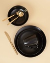 Euro Ceramica Euro Essential Collection 16 Piece Dinnerware Set, Service for 4, Solid Semi-Matte Black