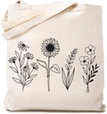 Wildflower Canvas Tote Bag Flower Lover Funny Reusable Shopping Bag with Handles For Student Work