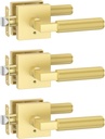 Amerdeco 3 Pack Privacy Door Handles - Brushed Gold Interior Lever, Knurled Heavy Duty for Bedroom and Bathroom, Reversible Keyless for Right & Left Side AM0021