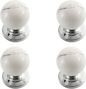 4 Pack White Marble Cabinet Knobs Modern Furniture Decorative Round Ball Pull, Marble Grain Single Hole Knob for Kitchen Bathroom Hardware Handles Solid Dresser Drawer Handle