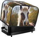 Animal Pony Horse Toaster Cover 2 Slice, Waterproof Bread Machine Covers with Pockets Universal Size Kitchen Small Appliance Cover with Handle, Dust and Fingerprint Protection