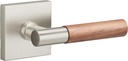 Sure-Loc AP100-SQ Grip Aspra Square Non-Turning One-Sided Dummy Door Lever with Square Rose - Satin Nickel/Walnut