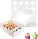 12 Count Cupcake Boxes 6 Pcs Cupcake Containers with Window,Bakery Cake Pastry Box,Cupcake Carrier Boxes for Birthday, Party, Picnic