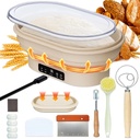 PChero Heating Sourdough Bread Proofing Basket with 6 Temp & Timer, 11" Oval Sourdough Starter Kit, Foldable Silicone Bread Bowl, Bread Baking Supplies