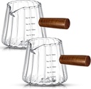 Espresso Shot Glass with Handle, 6 Oz/180 ml Espresso Cups with Single V-shaped Mouth, Measuring Cup for Milk Tea Coffee Bar Accessories(Clear,2 Pcs)