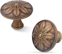 10 Pack Antique Brass Cabinet Knobs Vintage,1.4" Decorative Vintage Cabinet Hardware Handles for Cabinets and Drawers, Brass Kitchen Cabinet knobs Dresser Knobs Drawer Pulls