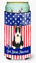 Caroline's Treasures BB3128TBC Patriotic USA Bull Terrier Black White Tall Boy Hugger Can Cooler Sleeve Hugger Machine Washable Drink Sleeve Hugger Collapsible Insulator Beverage Insulated Holder