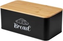 Bread Box with Bamboo Lid Versatile Single Layer Sturdy Kitchenware Bread Keeper for Coffee Shop Pantry Bakery Baked Goods, Black