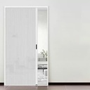 38x83in Folding Retractable Screen Door with Magnetic Aluminum Frame and Blackout Fabric, Customize Size Color Sliding Closet Door for Home Bathroom, Bedroom, Patio Blue Blackout White Half Covered