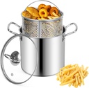 Yummy Sam 3 Quart Stainless Steel Small Deep Fryer Pot with Basket and Lid, Multifunctional Tempura Fryer Steamer Pot Pasta Cooker with Strainer Rack Compatible with All Stoves Dishwasher Safe