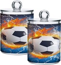 Acrylic Plastic Clear Jar with Lid, Soccer Ball Water Fire Lightning Football Airtight Storage Jar 2 Pack Kitchen Storage Containers for Cookie Snack Candy