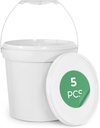 EconoHome 1 Gallon Food Grade Round Plastic Bucket - Food Storage Deli Containers with Lids Ideal for Ice Cream, Soup, and Prep Containers - BPA-Free, Premium HDPE - 5 Pack