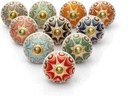 Craft Trade Ceramic Cabinet Knobs - Handcrafted Boho Dresser Drawer Pulls for Kitchen Drawers, Furniture, Closet and Bathroom Cabinet Handlles - Artistic Vintage Kitchen Decor - Multicolor, Set of 10