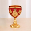 4 Inch Gold Chalice,Vintage Goblet,Royal Chalice Cup Wine Liqueur Cup High Zinc Alloy Retro Embossed Flower Pattern Elegant Pimp Goblet for Party Banquet Bar(Golden Red)