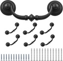 Waziaqoc 6PCS Antique Drop Bail Pulls, 3.5" Hole Center Shabby Chic Drawer Pulls Vintage Black Cabinet Pull Handles for Dresser Cupboard Wardrobe Kitchen Door