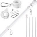 White Flag Pole Kit for House, 5 FT Thickened Stainless Steel Outside Wall Mount Flagpole for 3x5' American Flag with 1" Tangle Free 360° Rotating Flag Pole Rings Hardware for Porch Residential