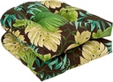 Pillow Perfect - 353289 Outdoor/Indoor Tropique Peridot Tufted Seat Cushions (Round Back), 19" x 19", Green, 2 Pack