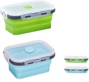ABSOK 2 Pcs Collapsible Food Storage Containers with Lids and Vent, Silicone Food Storage Containers, Microwave Freezer Dishwasher Safe