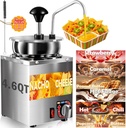Nacho Cheese Dispenser, 4.6 Qt Nacho Cheese Warmer with Stainless Steel Pump, Hot Fudge Warmer with 6-Level Temperature Adjustment, Commercial Sauce Dispenser Machine for Butter Cheese Caramel Syrup