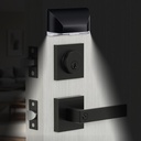 HIDALIFE Front Door Lock Set,Keyed Alike Heavy Duty Exterior Door Lock Set,Entry Door Handle and Single Cylinder Deadbolt Combo for Office and Home Security (1 Pack and Light)