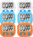 6 Pack Small Digital Kitchen Timer Magnetic Back and ON/Off Switch,Minute Second Count Up Countdown (Multicolored)