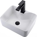 Ceramic White Bathroom Vessel Sink, ZDHHT 16"x12" Ceramic Rectangle Art Basin Bathroom Sink with Faucet Vessel Sink Combo Vanity Sink with Black Faucet and Drain