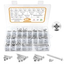 460PCS Stainless Steel Wood Screws Assortment Kit, 18 Sizes #4#6#8#10#12 Pan Head Sheet Metal Screws Self Tapping Screws Set for Wood Deck Drywall Concrete Screws, Length 1/4" to 2"