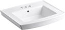 KOHLER K-2358-4-0 Archer Pedestal Bathroom Sink Basin with 4-Inch Centers, White