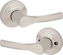 Kwikset Henley Interior Passage Door Handle, Lever for Closet and Hallway Doors, Reversible Non-Locking Handle Lever, Satin Nickel, with Microban Protection (Pack of 6)