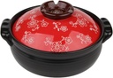 Clay Pot for Cooking Hot Pot Round Ceramic Casserole Japanese Rice Cooker with lid, Clay Rice Pot Slow stew, Microwave Oven Safe (Color : Red, Size : 1000ml(1.05Quarts))