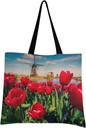 visesunny Women Extra Large Tote Bag Dutch Windmill Red Tulip On The Netherlands Canals Shoulder Bags Ladies Beach Travel Reusable Grocery Shopping Portable Storage Handbag