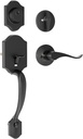 Front Door Handle and Deadbolt Set, Front Door Lock Set, Exterior Door Handle with Single Cylinder Deadbolt Lock, Reversible for Right & Left, Matte Black