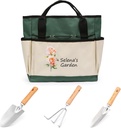 Personalized Garden Tools Set for Women: Custom Text Garden Tool Bag and Garden Shovel & Transplant Shovel & Hand Rake - Gardening Gifts for Mom Grandma Gardening Lover (Garden Bag)