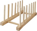 Wooden Dish Rack, 6 Slots Drainer Storage Holder Vertical Dish Stand Cutting Board Drying Rack for Plate Bowl Cup Pot Lid Book