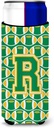 Letter R Football Green and Gold Ultra Beverage Insulators for slim cans
