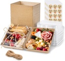 50 Pack Charcuterie Boxes with Clear Lids 5.3x4.9x2.5 Inch Paper Mini Charcuterie Box Takeout Containers for Cookie Cake Slice Sandwich Strawberries(Brown)
