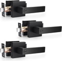 Probrico 3 Pack| Matte Black Square Privacy Door Levers Heady Duty Interior Door Handles, Keyless Locks Reversible Handlesets for Bed/Bath