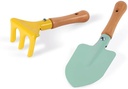 Happy Garden - Set of 2 Gardening Tools - Rake and Trowel - Metal and Wood - Sized for Kids 3+
