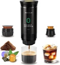 Portable Coffee Maker, 3-in-1 Portable Espresso Maker, Self-Heating Travel Coffee Maker Compatible with NS, DG Pods & Ground Coffee, 20 Bar Mini Espresso Machine for Camping, Hiking