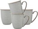 Denby - Elements Light Gray Large Coffee Mug Set of 4-11.15 Ounce Stoneware Tea Mug Set For Office & Home - Dishwasher Safe, Microwave Safe - Ceramic Tea Cups