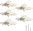 5PCS Vintage Euro Roses Decorate Drawer Handles with Plates, Ivory White Floral Ivory Drawer Knob, Zinc Alloy Flower Drawer Pulls Handle for Dresser Cupboard (Ivory with Golden)