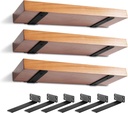 6 Pack Heavy Duty Shelf Brackets 6 inch, Floating Shelf Brackets(1/5”-Thick), L-Shaped Wall Shelf Bracket Hidden & Decorative Shelf Bracket Black