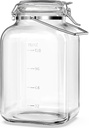 Folinstall 1.5 Gallon Glass Jar with Airtight Lid, Square Wide Mouth Mason Jars with Stainless Steel Handle, Large Glass Storage Containers for Canning, Flour, Sugar, Fermentation, Rice, Pickled Eggs