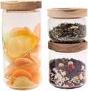Zerodeko Heat-resistant Glass Tea Jar with Wooden Lid Portable Storage Canister for Tea Spices and More High Borosilicate Glass for Kitchen Use