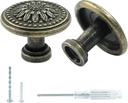 Luomorgo 2 Pcs Antique Bronze Cabinet knobs, Mid Century Dresser Knobs Vintage Drawer Knobs, Decorative Farmhouse Flower Pull Knobs Handle for Cabinet Cupboard Chest