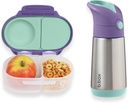 b.box Snackbox Snack Container + 12oz Insulated Water Bottle | Matching Mini Bento Box + Kids Drink Bottle Set | Color: Lilac Pop